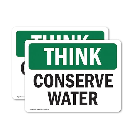 Signmission Conserve Water, 5 in W x Rectangle, Vinyl Decal OS-2PACK-TS-D-35-L-11821